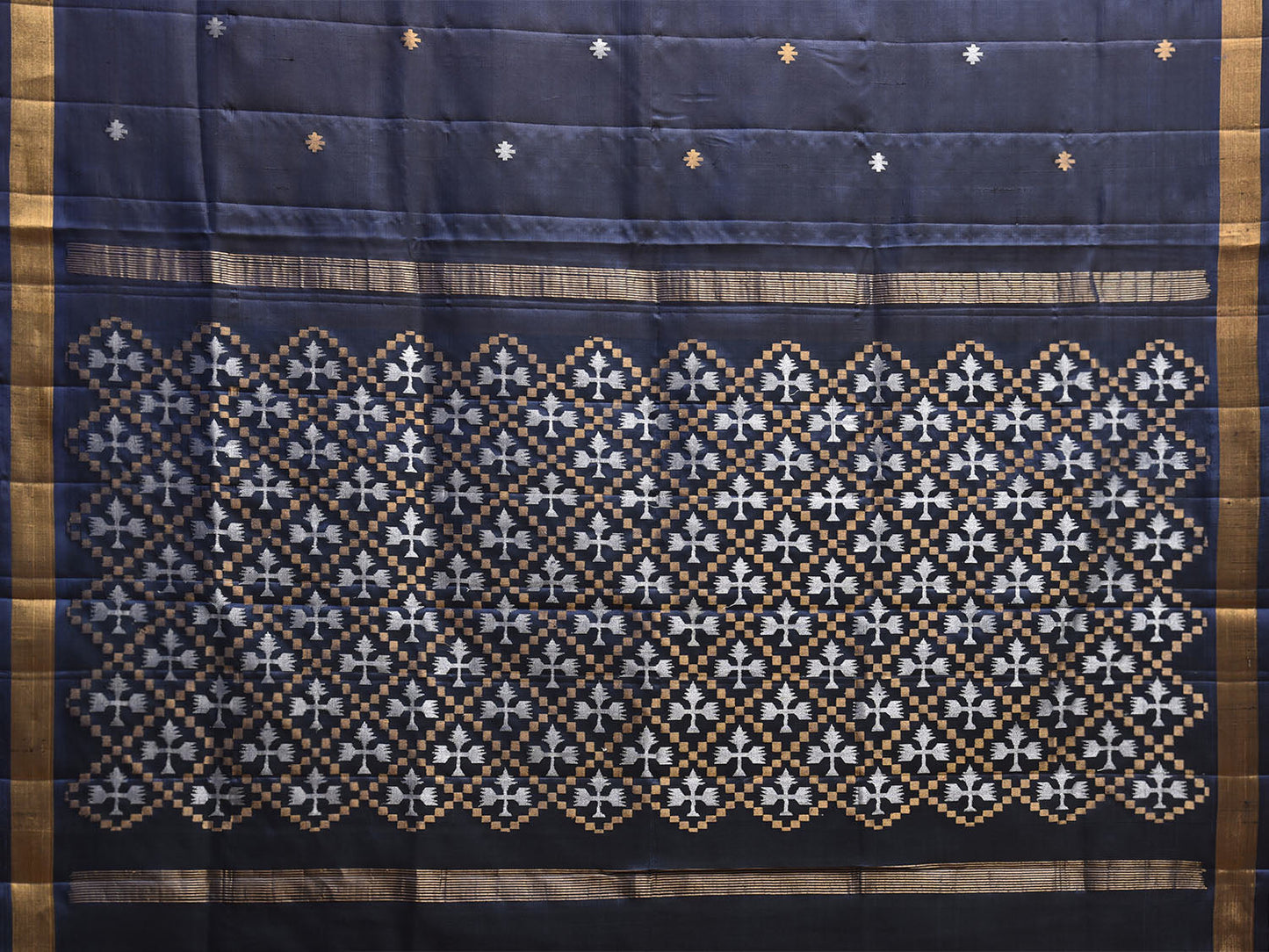 Navy Uppada Silk Handloom Saree with Jamdani Pallu Design u2395