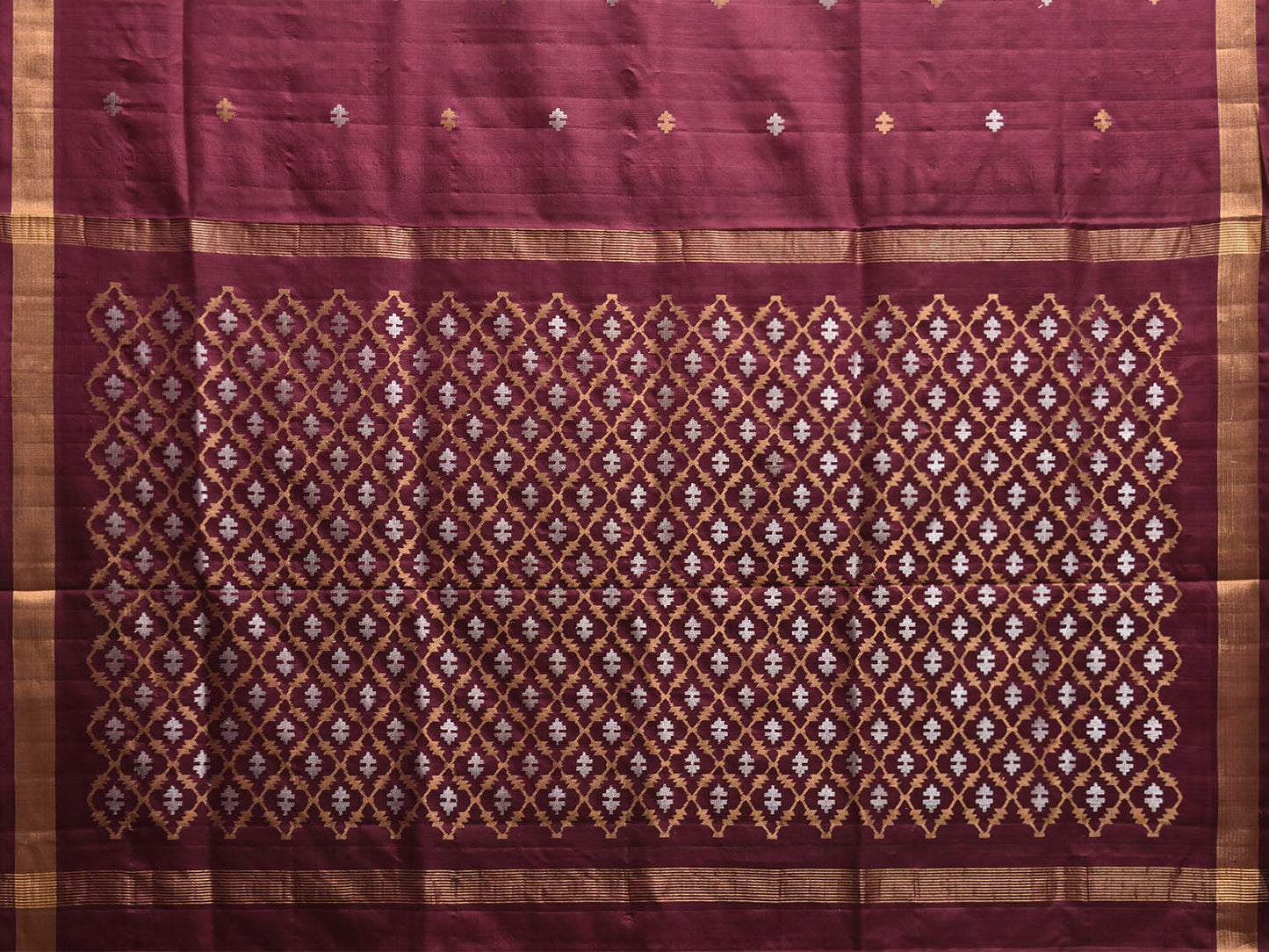 Maroon Uppada Silk Handloom Saree with Jamdani Pallu Design u2396