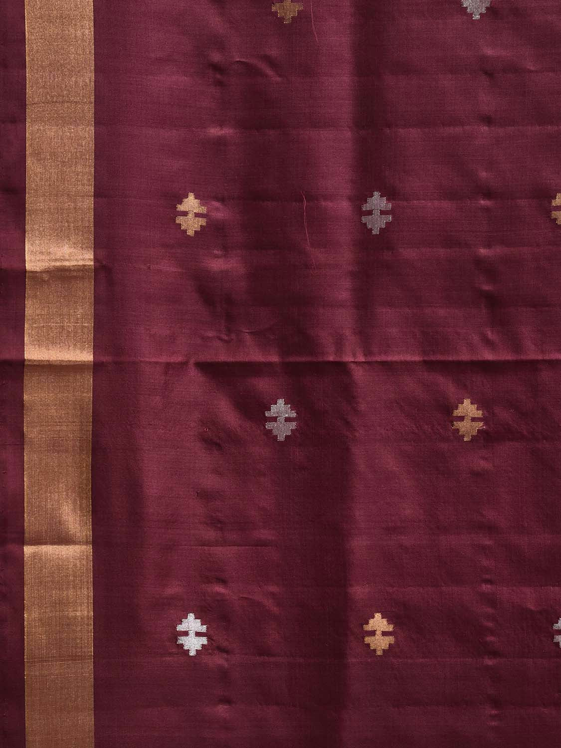 Maroon Uppada Silk Handloom Saree with Jamdani Pallu Design u2396