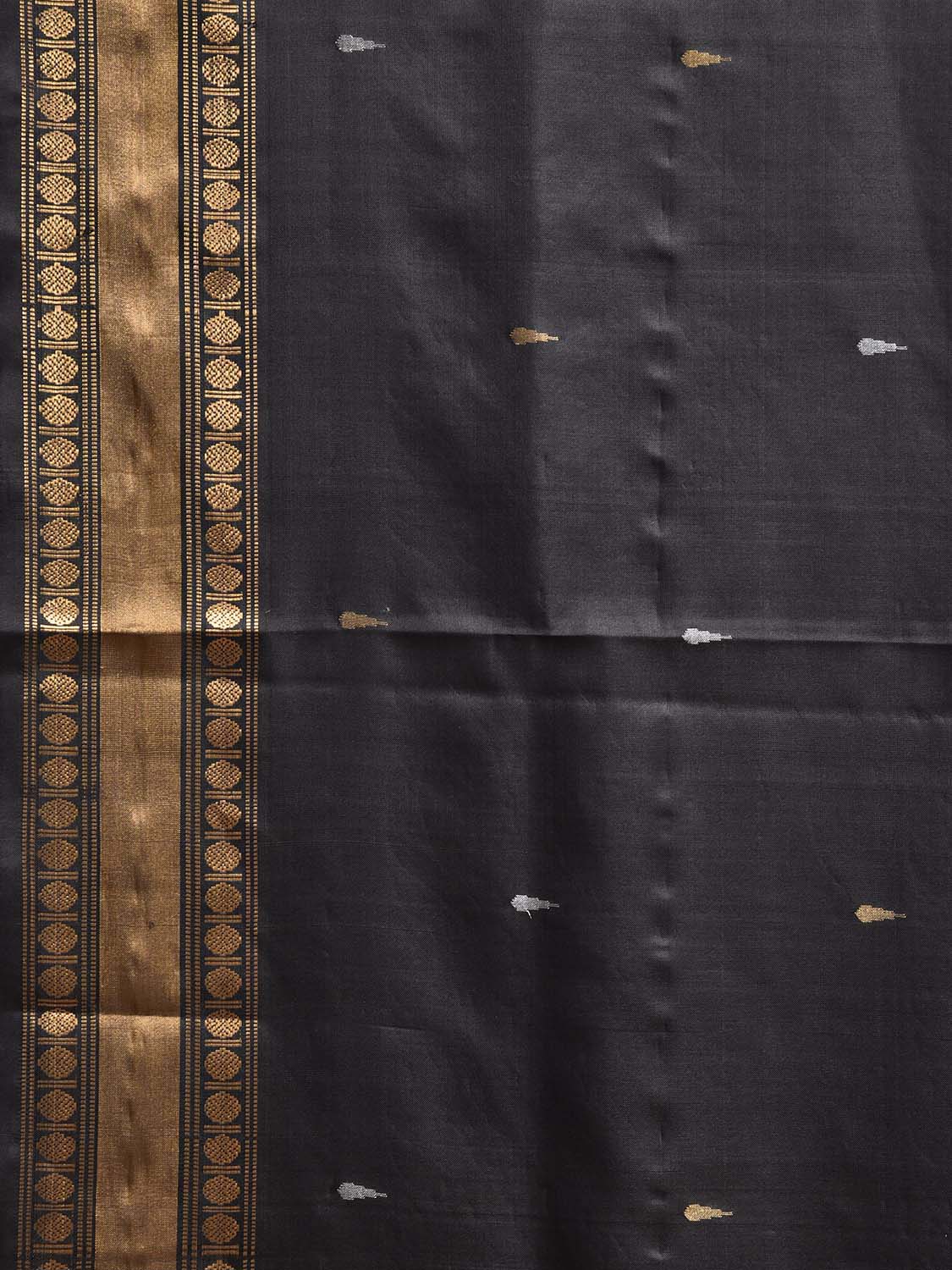 Black Uppada Silk Handloom Saree with Karpur Pallu Design u2397