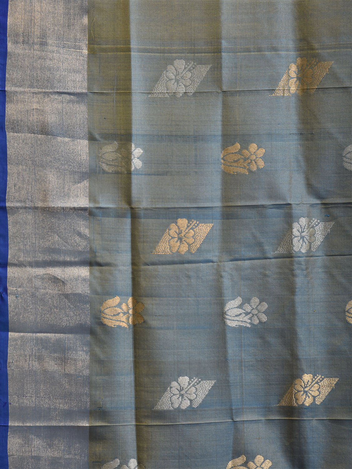 Sea Blue and Blue Uppada Silk Handloom Saree with Body Buta and Contrast Pallu Design u2401