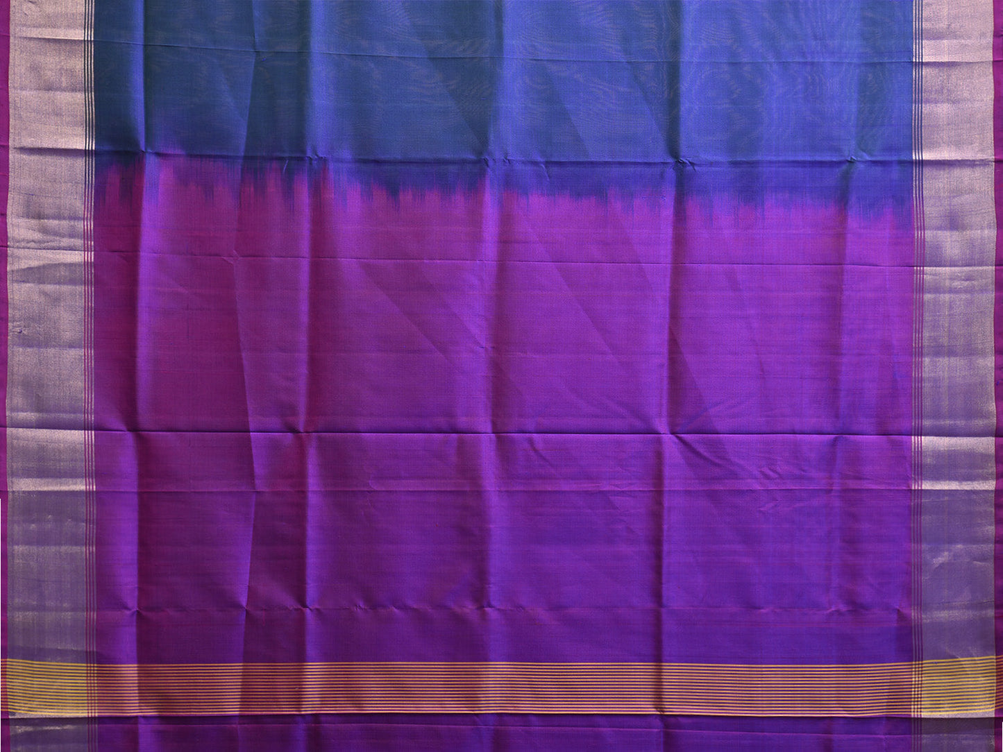 Dark Blue and Purple Uppada Silk Handloom Plain Saree with Contrast Pallu Design u2404