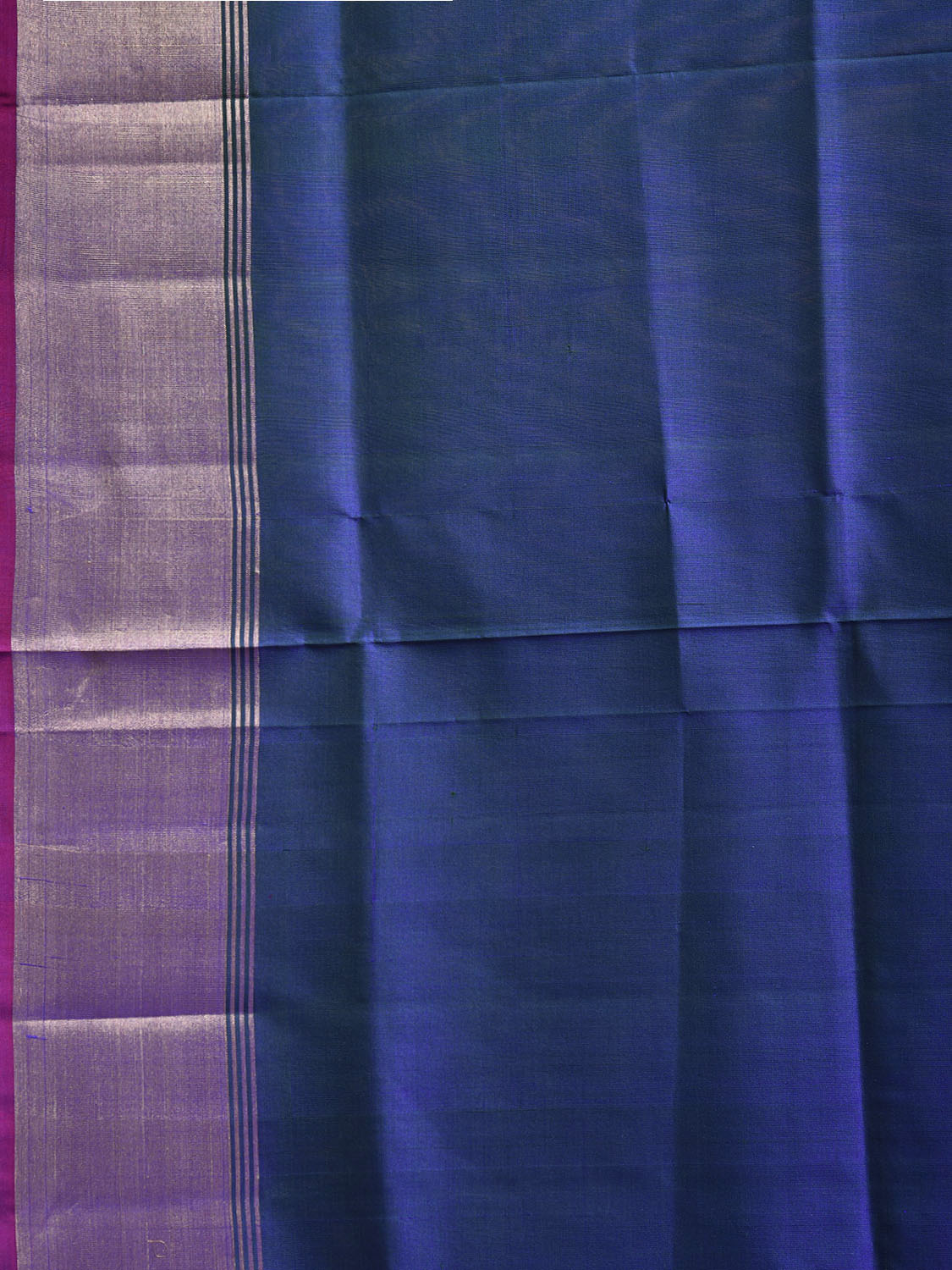 Dark Blue and Purple Uppada Silk Handloom Plain Saree with Contrast Pallu Design u2404