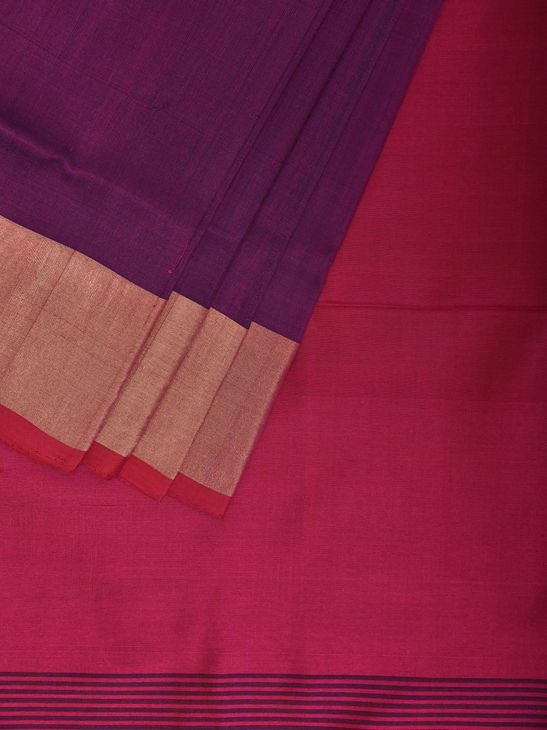 Purple and Pink Uppada Silk Handloom Plain Saree with Contrast Pallu Design u2405