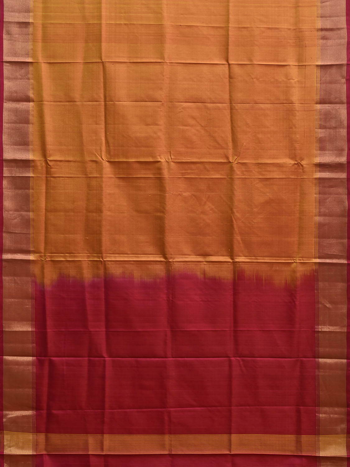 Mustard and Pink Uppada Silk Handloom Plain Saree with Contrast Pallu Design u2406