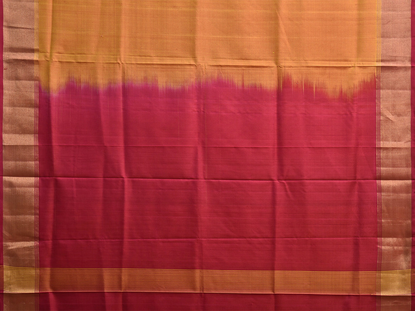 Mustard and Pink Uppada Silk Handloom Plain Saree with Contrast Pallu Design u2406