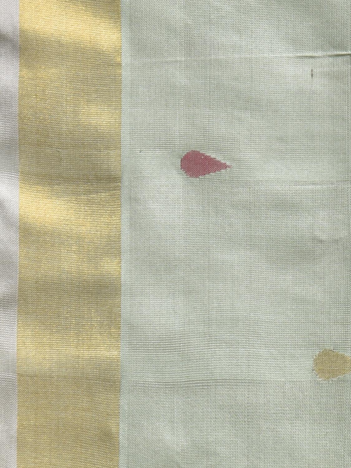 Sea Green and Light Grey Uppada Silk Handloom Saree with Floral Pallu Design u2407