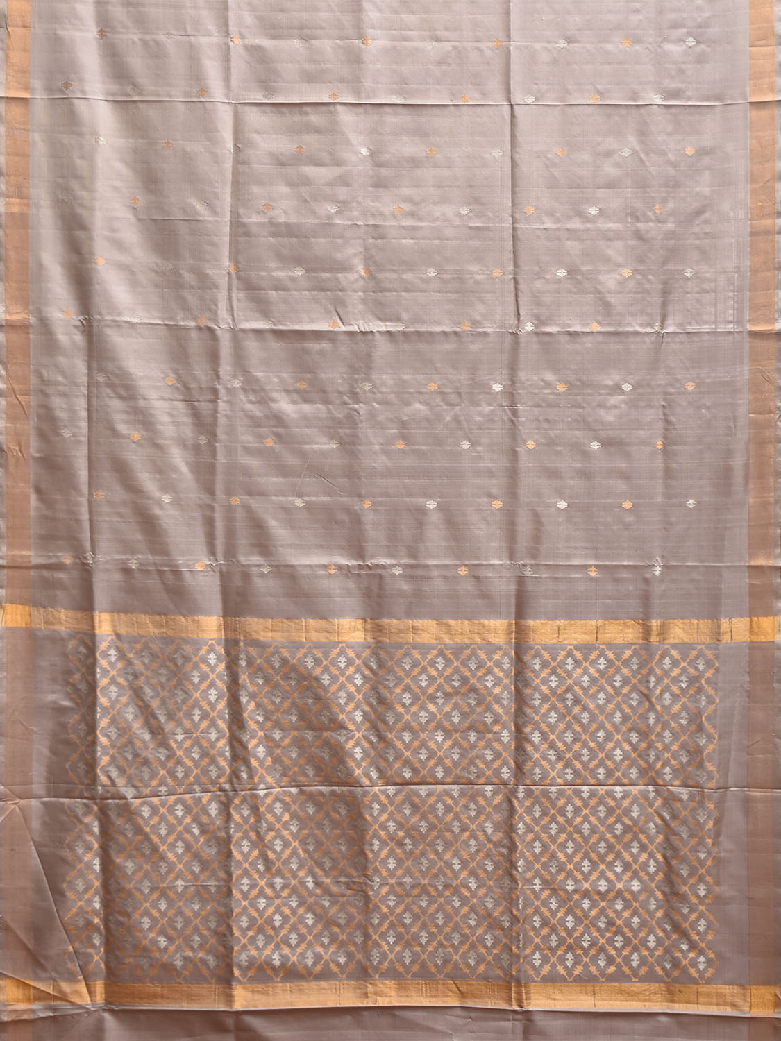 Light Grey Uppada Silk Handloom Saree with Jamdani Pallu Design u2413