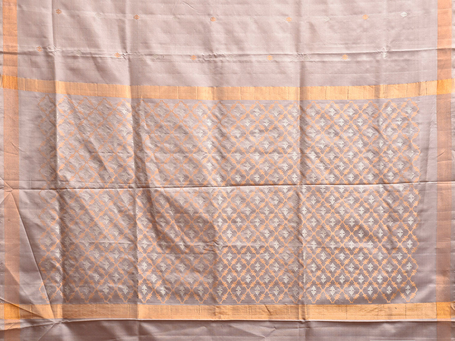 Light Grey Uppada Silk Handloom Saree with Jamdani Pallu Design u2413