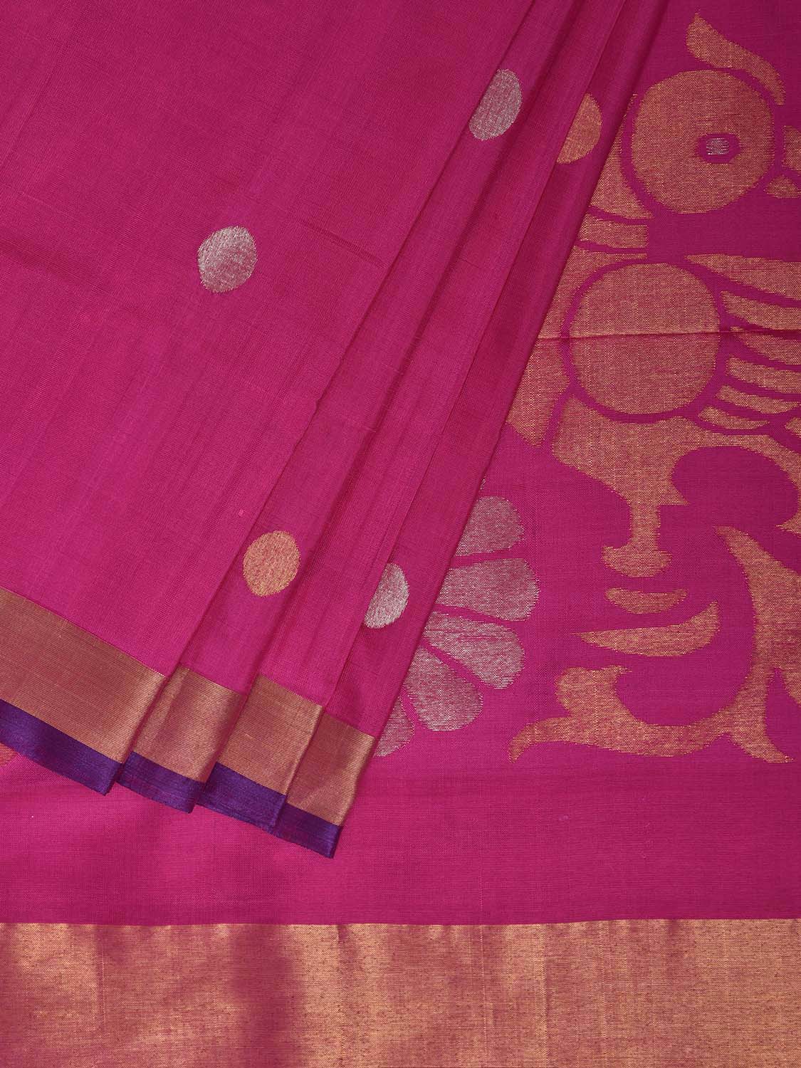Pink Uppada Silk Handloom Saree with Birds Pallu Design u2414