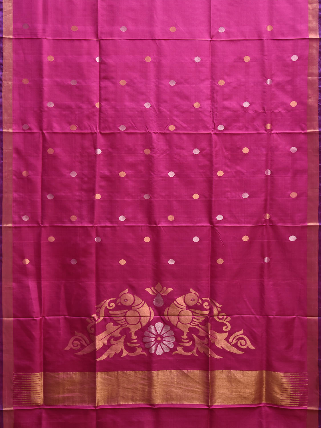 Pink Uppada Silk Handloom Saree with Birds Pallu Design u2414