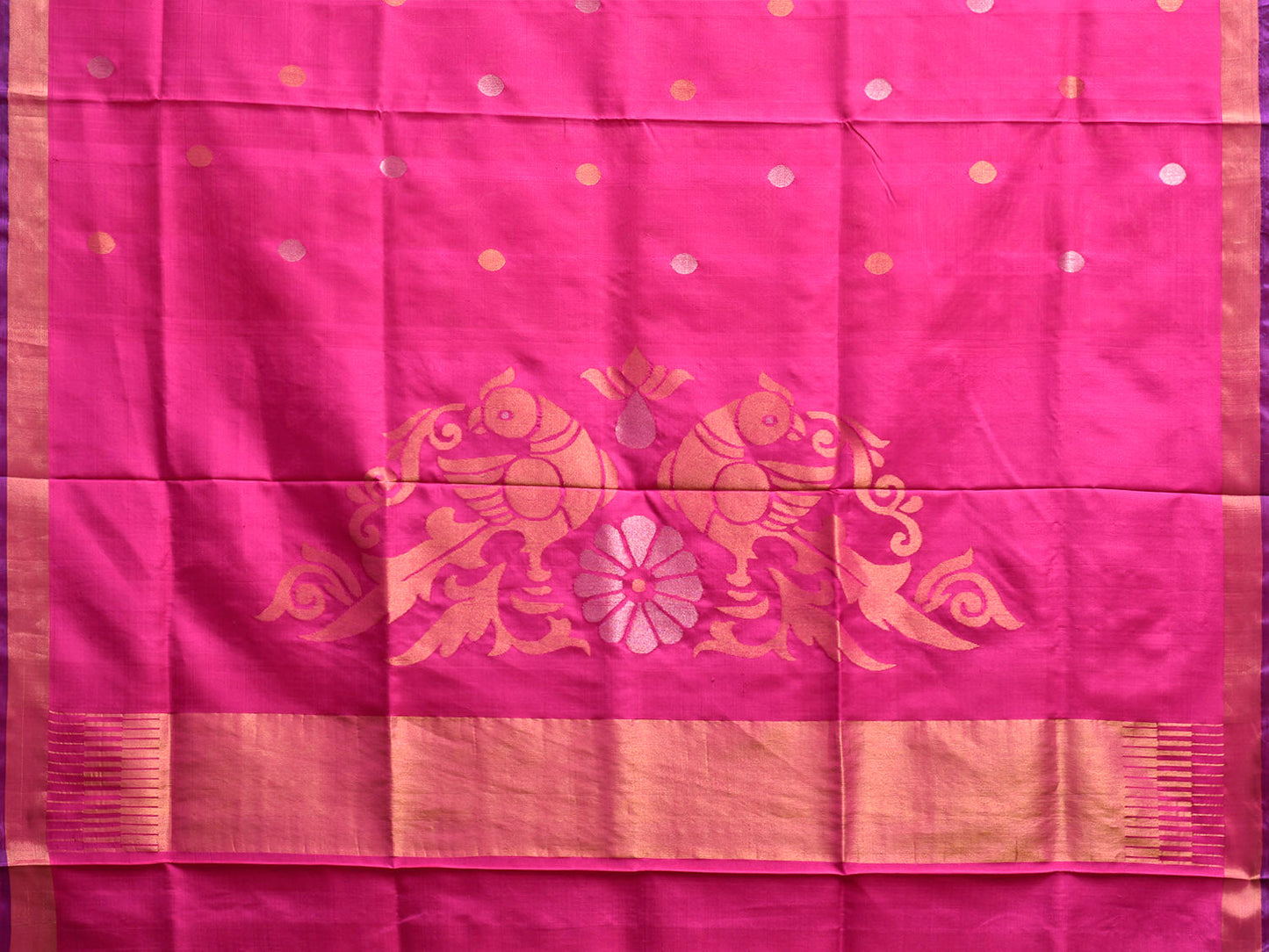 Pink Uppada Silk Handloom Saree with Birds Pallu Design u2414