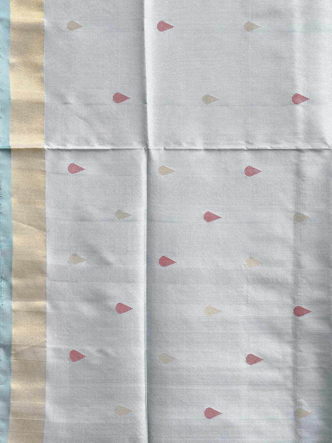 Light Grey and Light Blue Uppada Silk Handloom Saree with Floral Pallu Design u2419