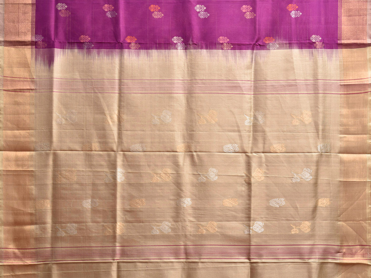 Purple and Cream Uppada Silk Handloom Saree with Body Buta Design u2420