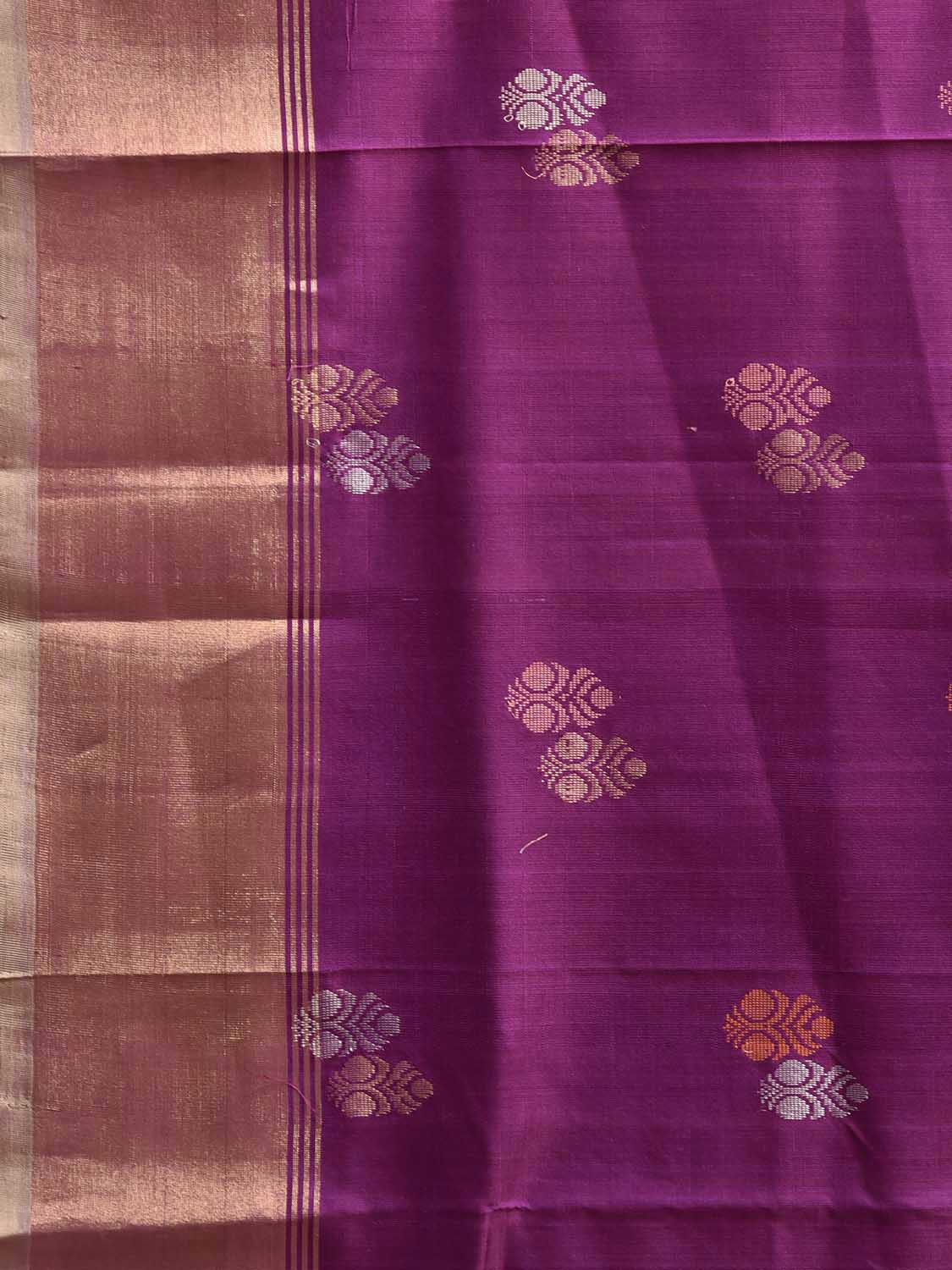 Purple and Cream Uppada Silk Handloom Saree with Body Buta Design u2420