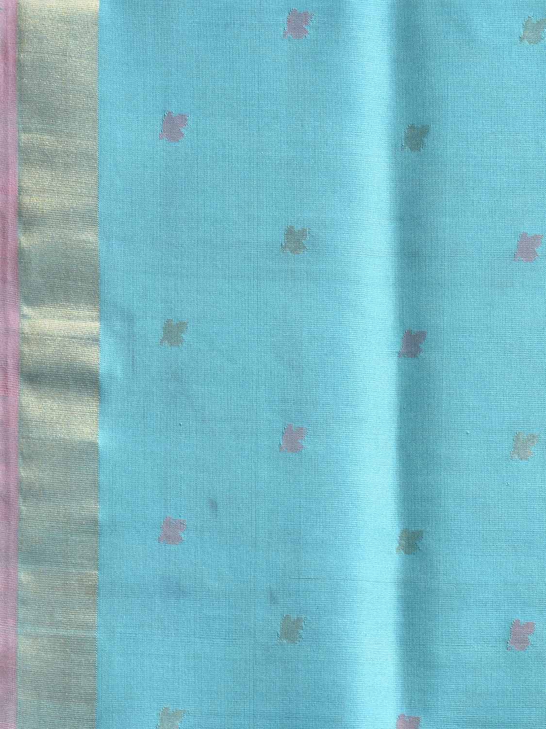 Blue and Peach Uppada Silk Handloom Saree with Floral Pallu Design u2422