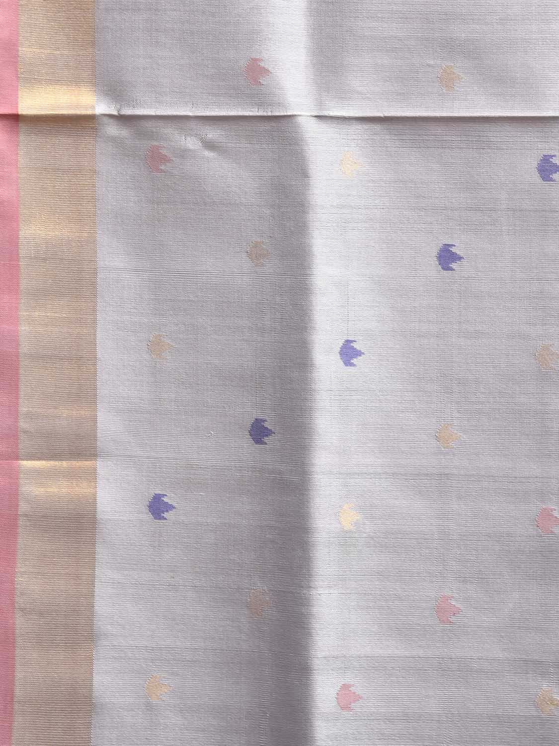 Grey and Peach Uppada Silk Handloom Saree with Floral Pallu Design u2423