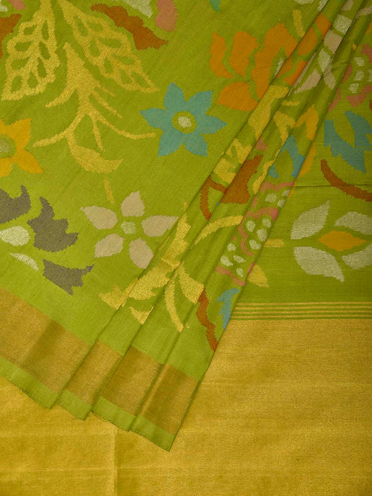 Light Green Uppada Silk Handloom Saree with All Over Floral Design u2425