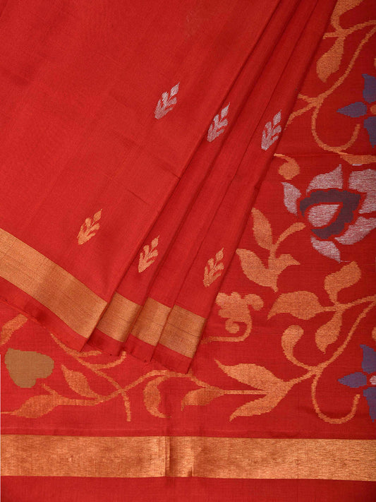 Red Uppada Silk Handloom Saree with Floral Pallu Design u2426