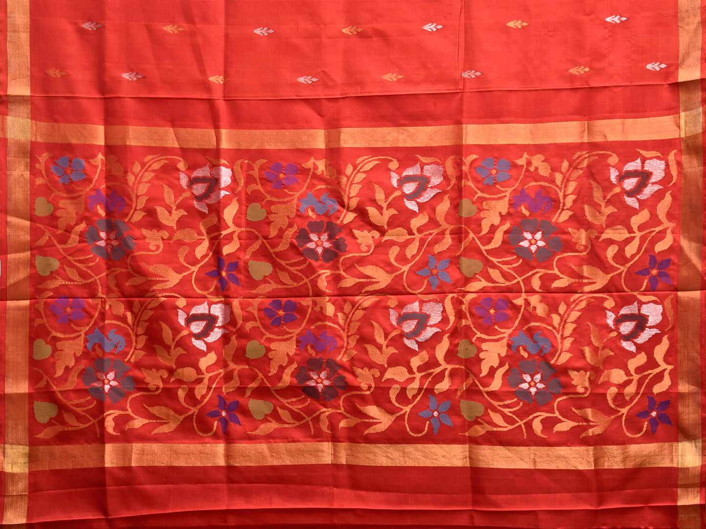 Red Uppada Silk Handloom Saree with Floral Pallu Design u2426