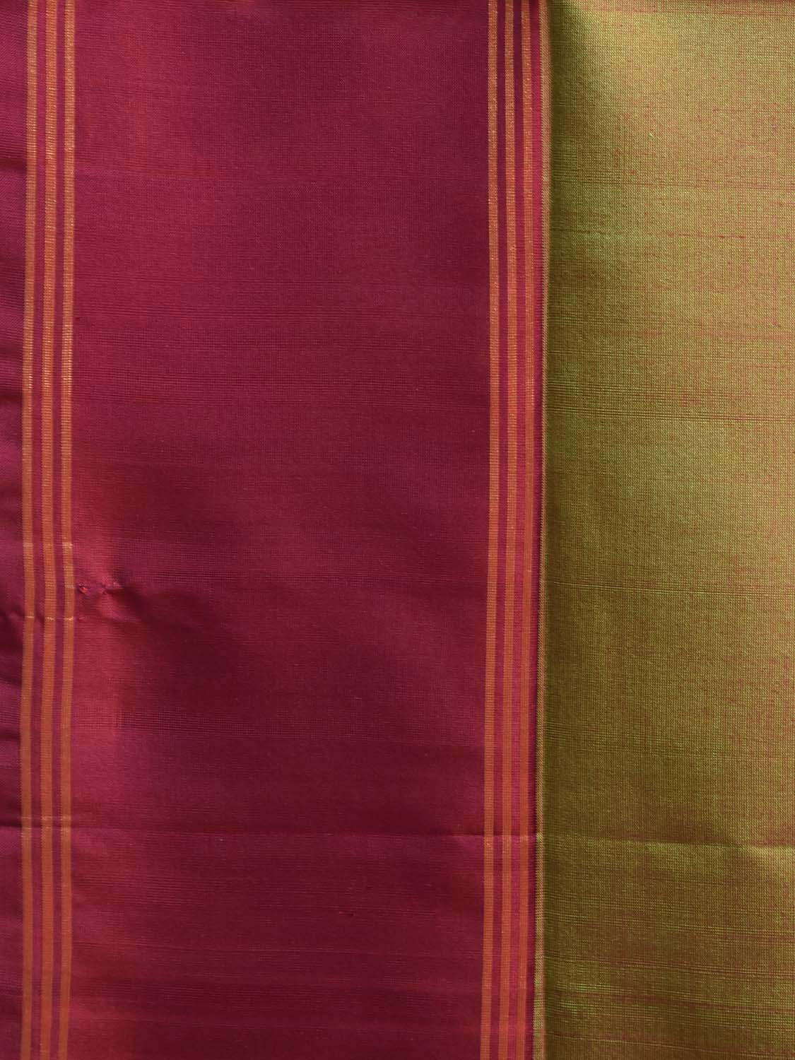 Olive and Maroon Uppada Silk Handloom Plain Saree with Contrast Pallu Design u2431