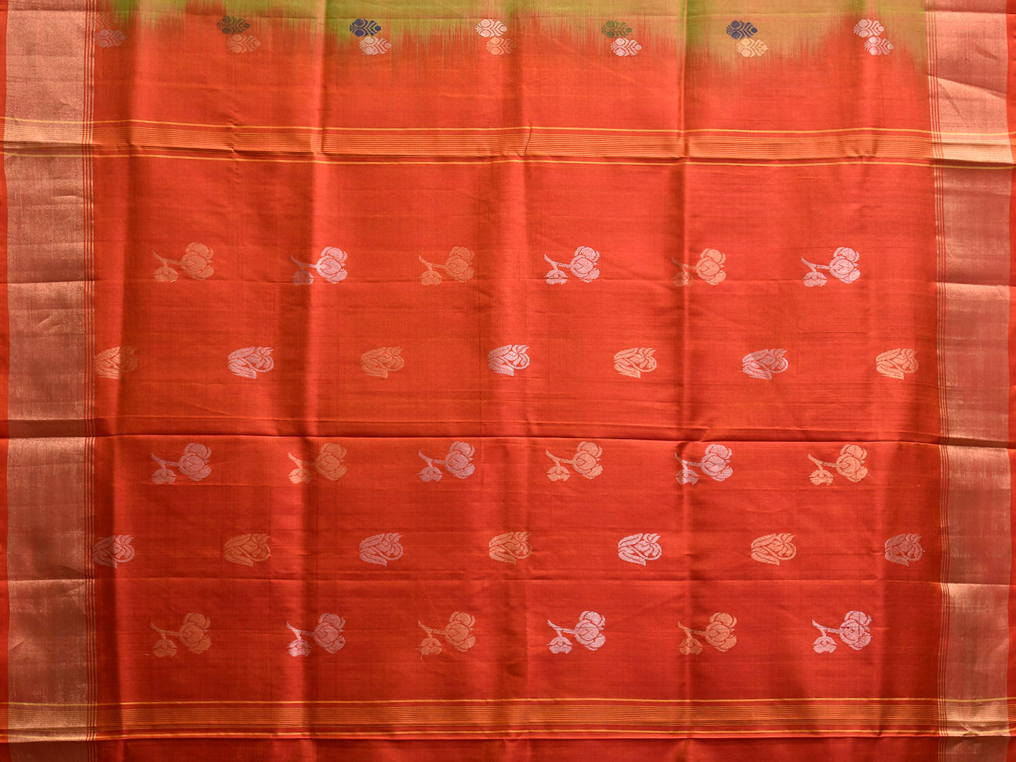 Olive and Orange Uppada Silk Handloom Saree with Body Buta Design u2435