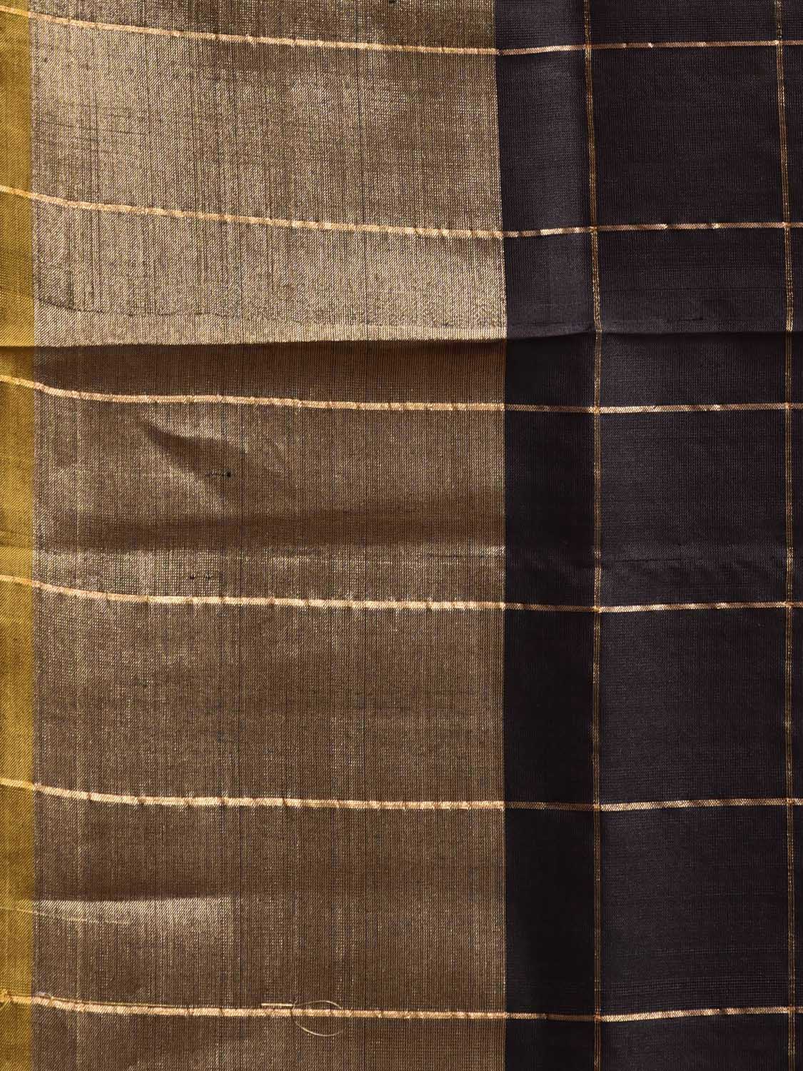 Black and Olive Uppada Silk Handloom Saree with Big Checks Design u2441