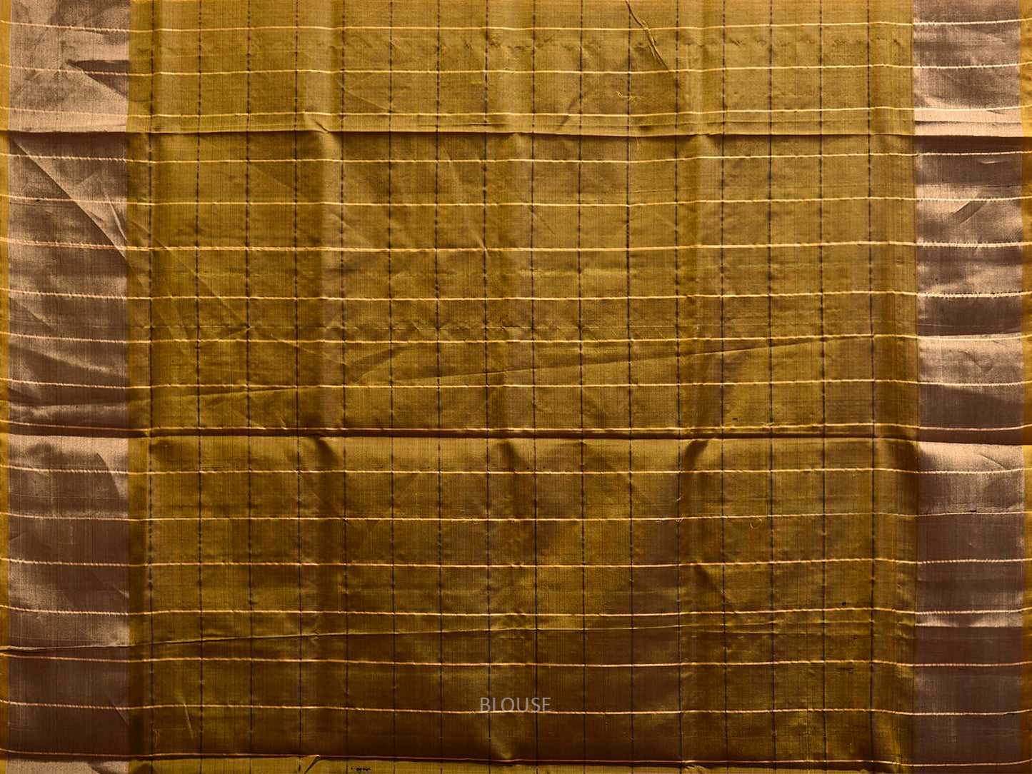 Black and Olive Uppada Silk Handloom Saree with Big Checks Design u2441