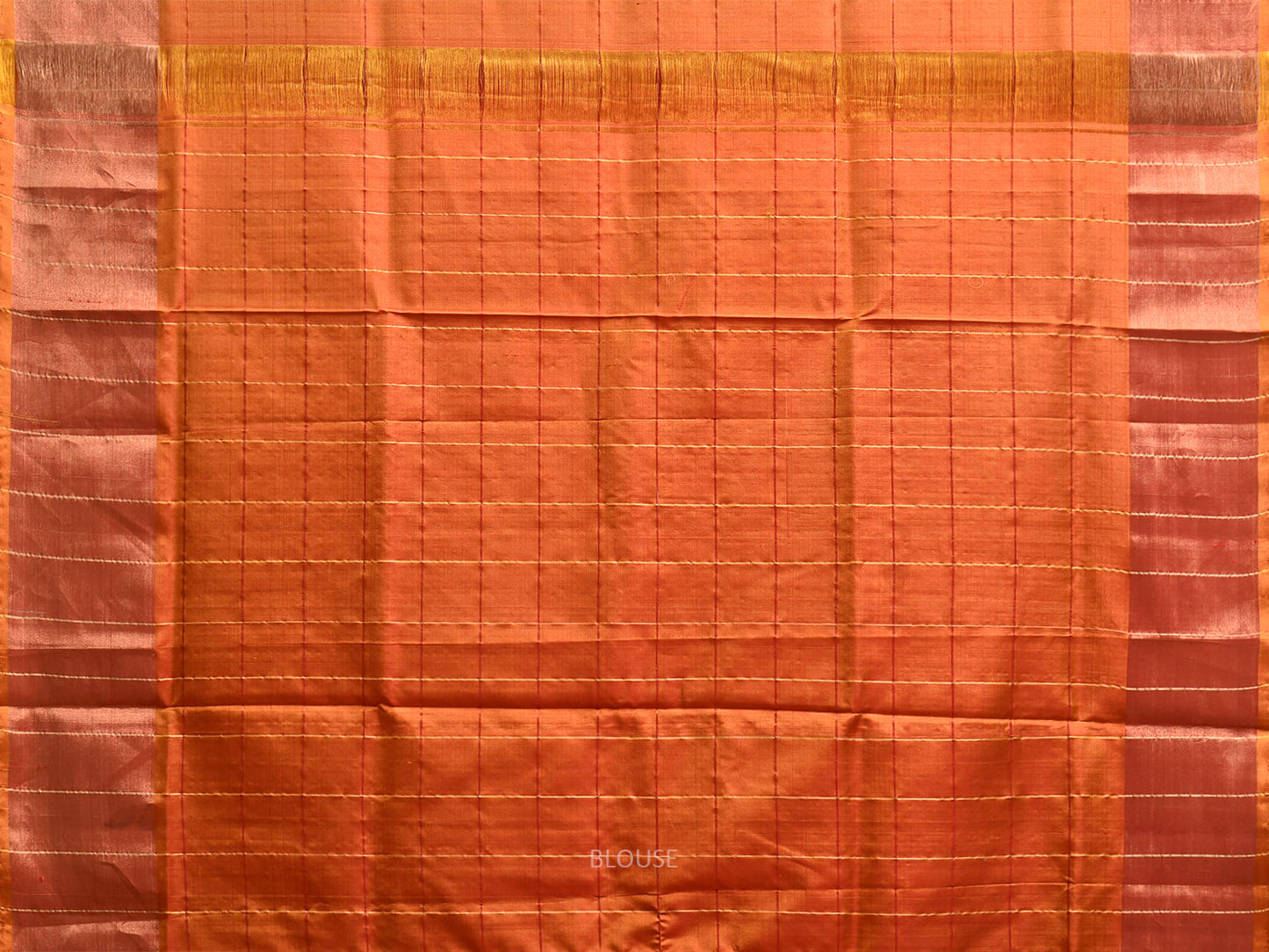 Red and Mustard Uppada Silk Handloom Saree with Big Checks Design u2443