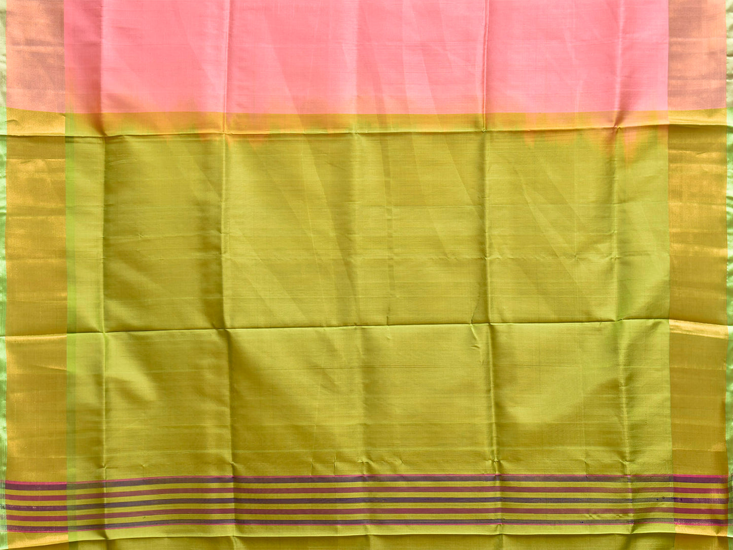 Peach and Light Green Uppada Silk Handloom Saree with Contrast Pallu Design u2451