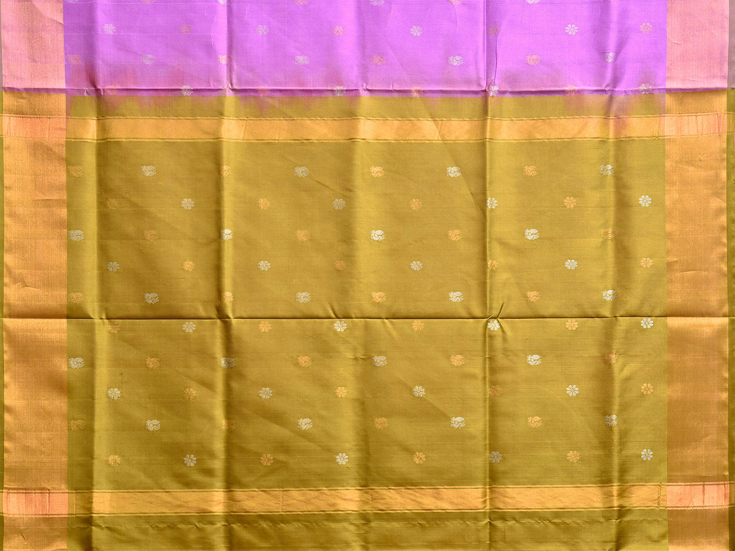 Lavender and Olive Uppada Silk Handloom Saree with Body Buta Design u2455