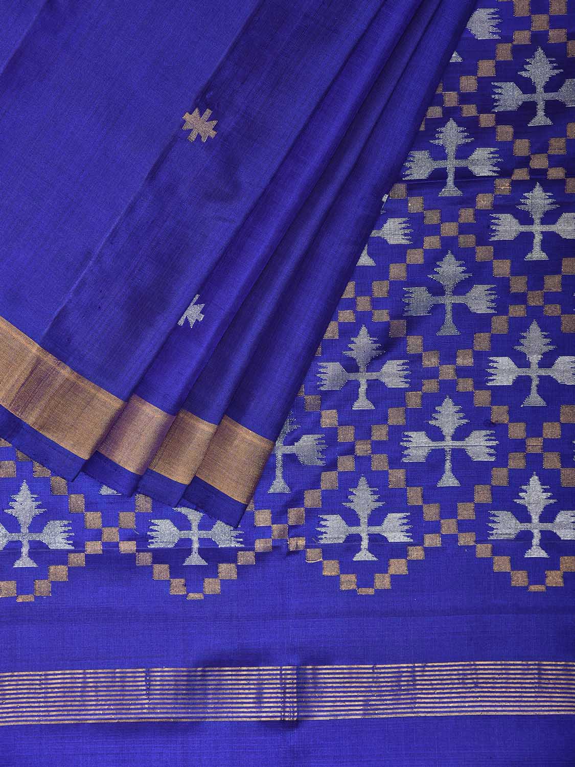 Blue Uppada Silk Handloom Saree with Jamdani Pallu Design u2457