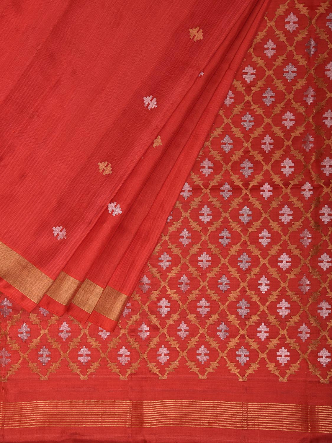 Red Uppada Silk Handloom Saree with Jamdani Pallu Design u2458