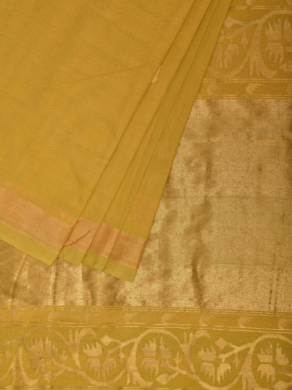 Mustard Uppada Cotton Handloom Saree with Aashavali Pallu Design u2460