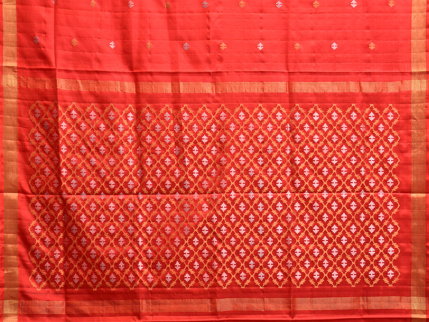 Red Uppada Silk Handloom Saree with Jamdani Pallu Design u2458