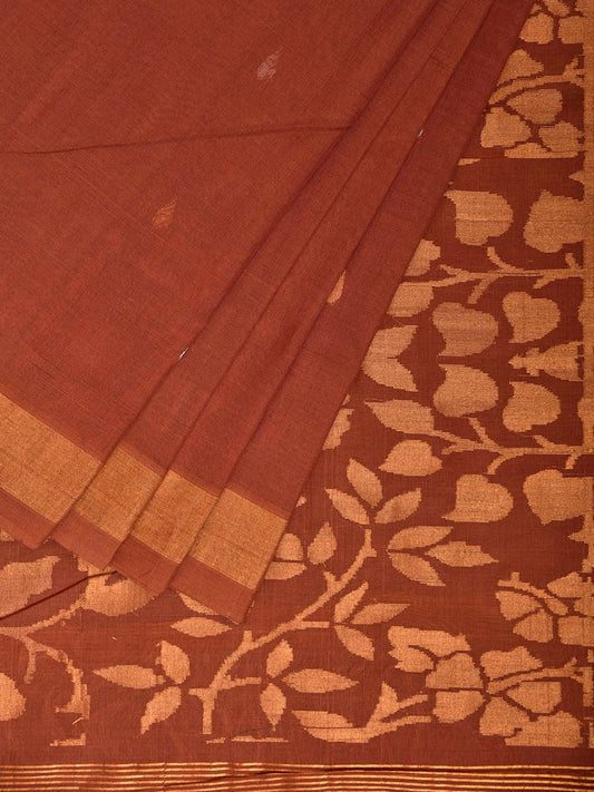 Light Brown Uppada Cotton Handloom Saree with Floral Pallu Design u2459