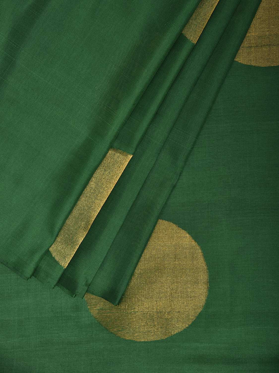 Green Uppada Silk Handloom Saree with Big Polka Body Buta Design u2464