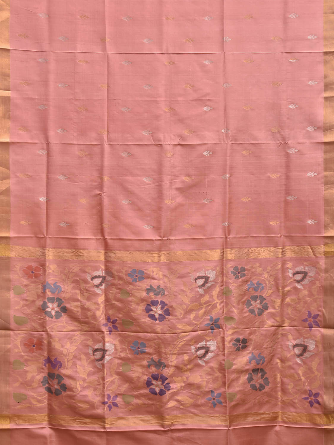 Peach Uppada Silk Handloom Saree with Floral Pallu Design u2466