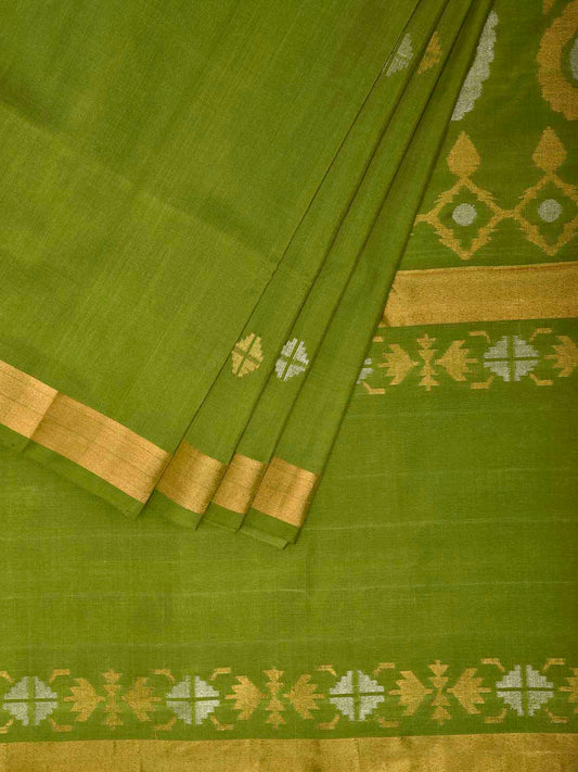 Green Uppada Silk Handloom Saree with Mango Pallu Design u2467