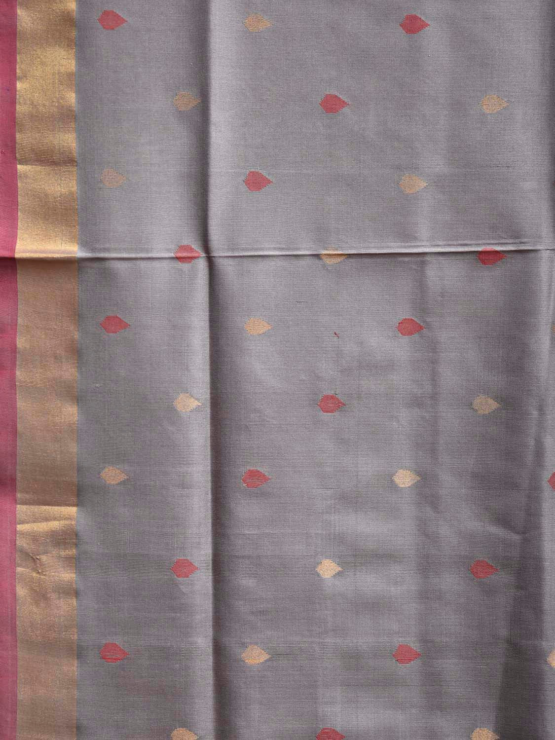 Grey and Pink Uppada Silk Handloom Saree with Floral and Animals Pallu Design u2474