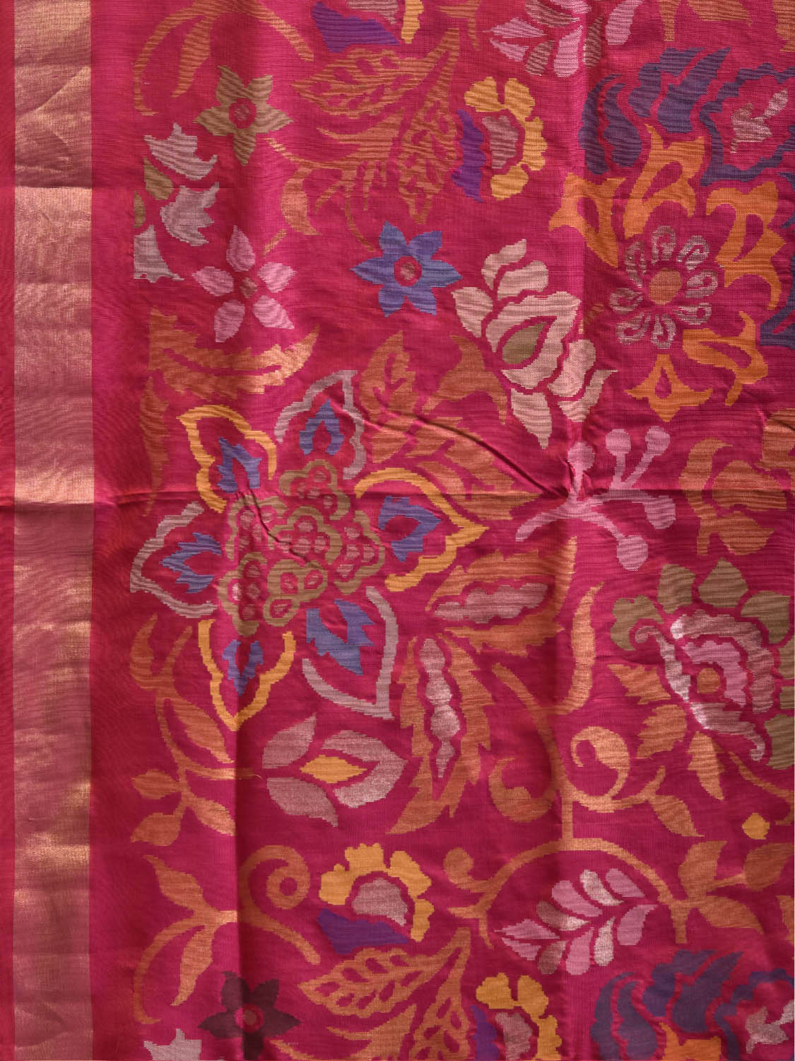 Pink Uppada Silk Handloom Saree with All Over Big Floral Design u2477