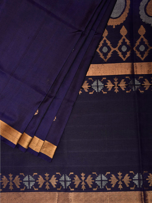 Navy Uppada Silk Handloom Saree with Mango Pallu Design u2478