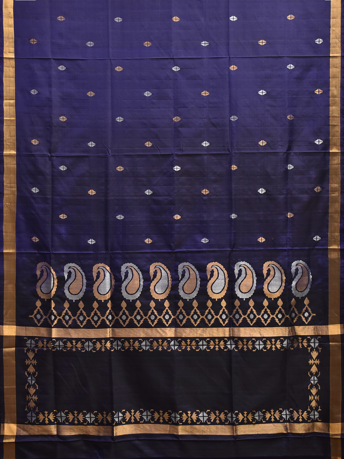 Navy Uppada Silk Handloom Saree with Mango Pallu Design u2478