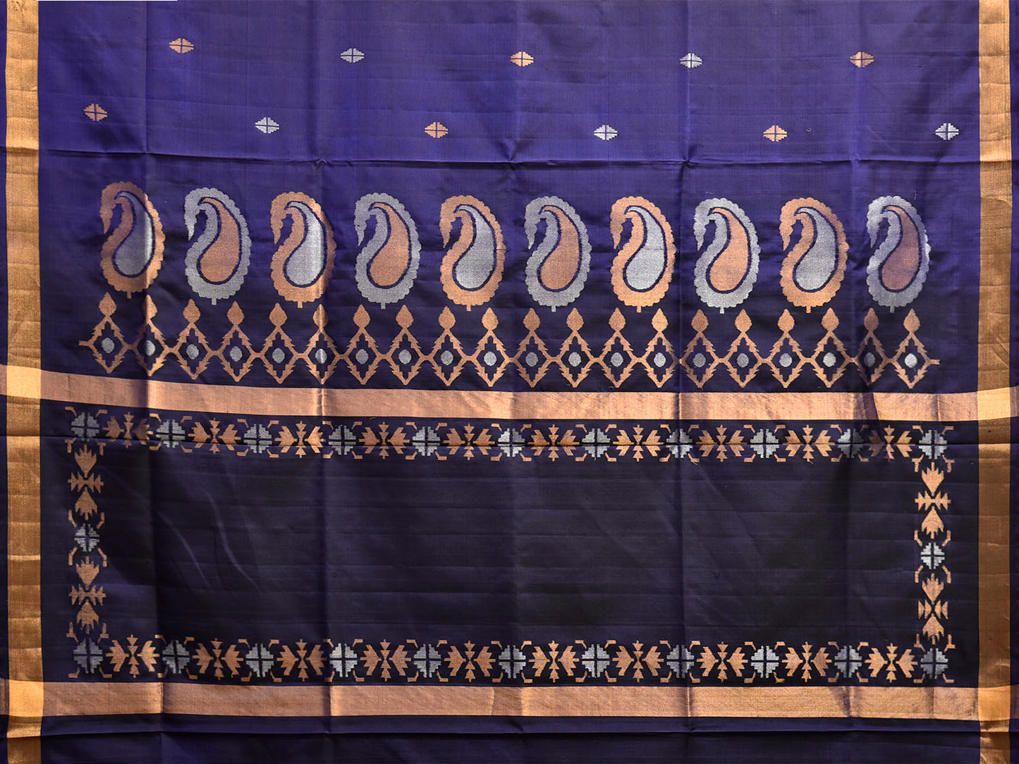 Navy Uppada Silk Handloom Saree with Mango Pallu Design u2478