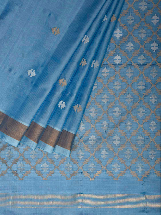Light Blue Uppada Silk Handloom Saree with Jamdani Pallu Design u2482