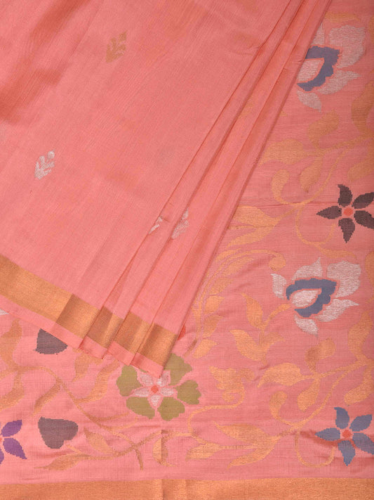 Peach Uppada Silk Handloom Saree with Floral Pallu Design u2485
