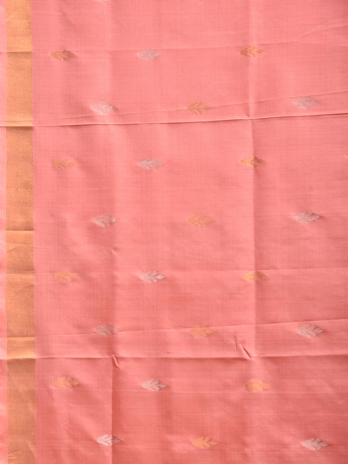Peach Uppada Silk Handloom Saree with Floral Pallu Design u2485