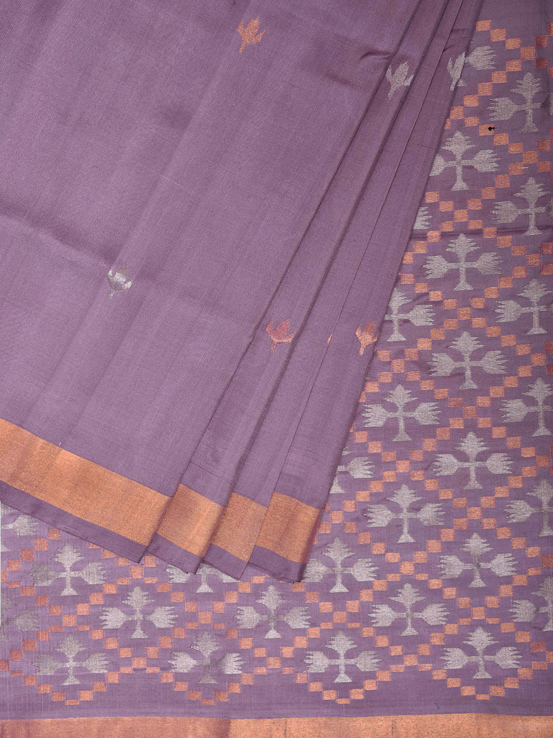 Lavender Uppada Silk Handloom Saree with Jamdani Pallu Design u2486