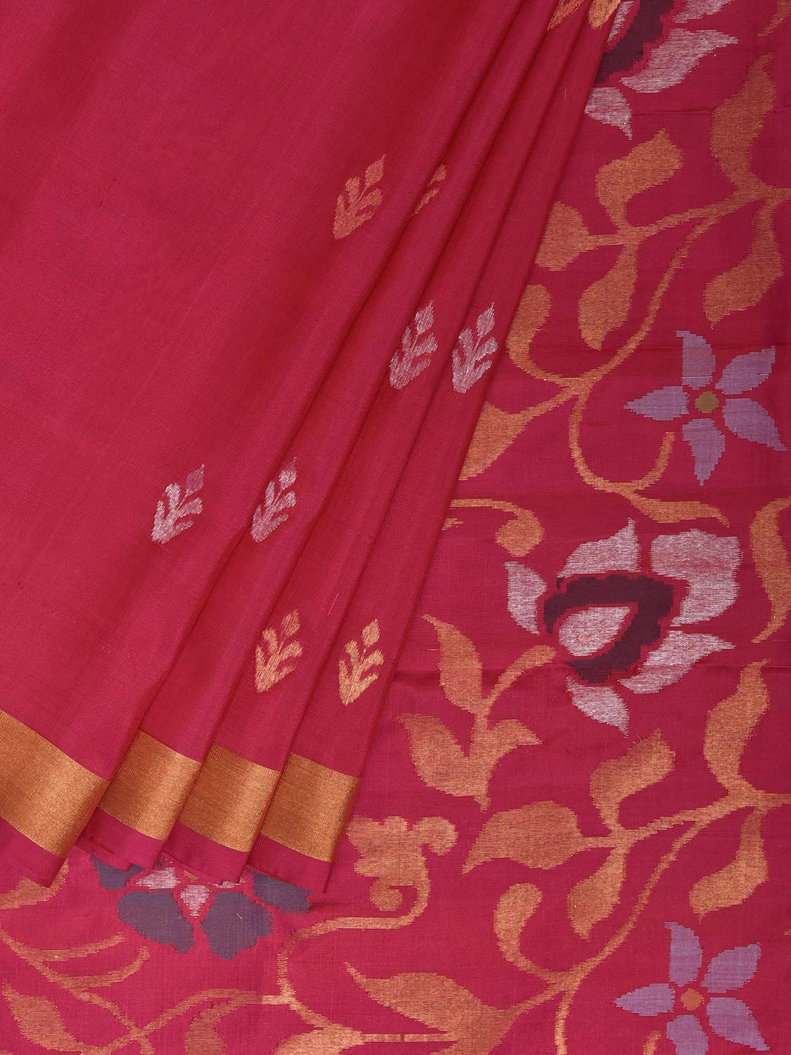 Pink Uppada Silk Handloom Saree with Floral Pallu Design u2492
