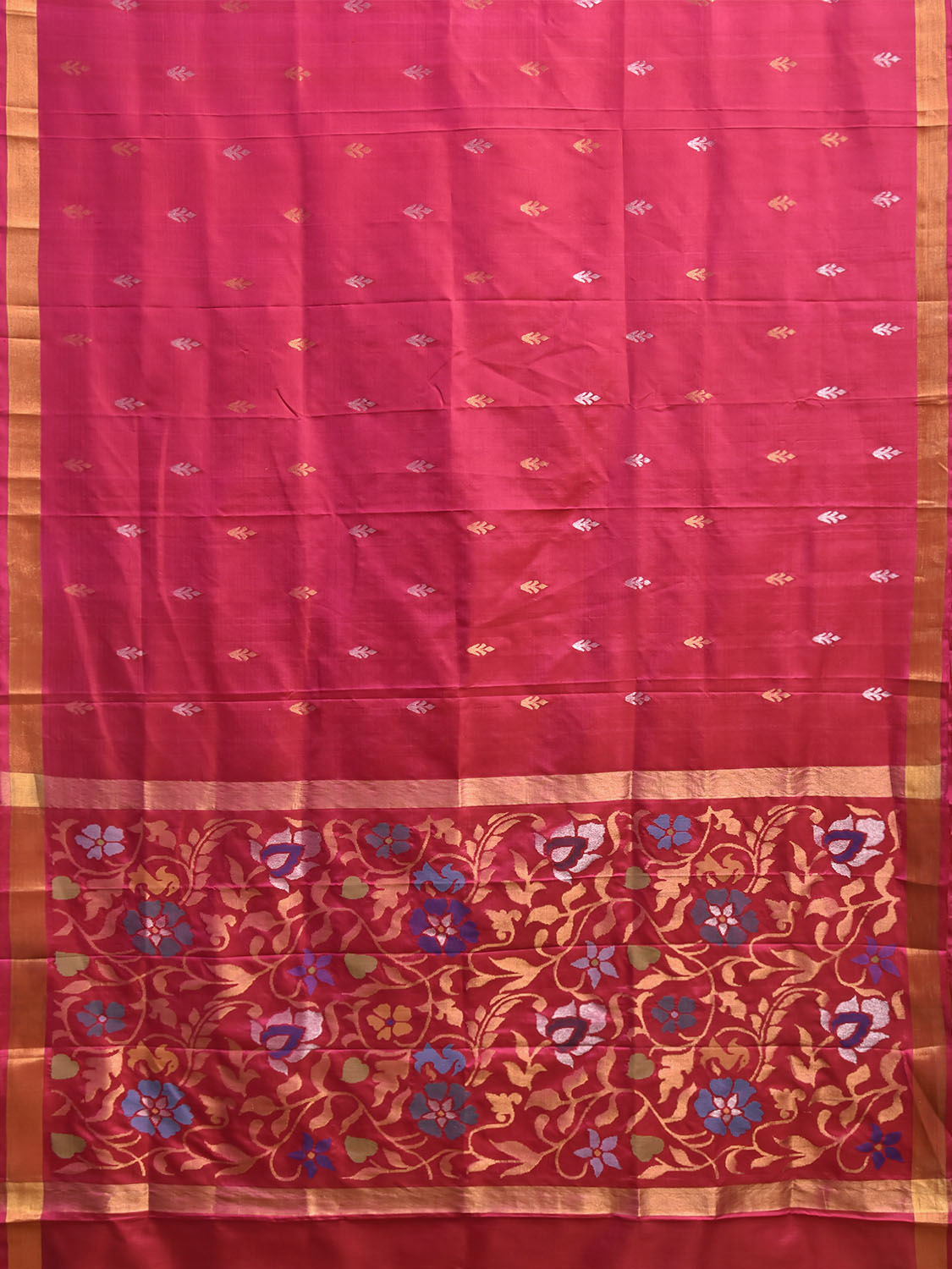 Pink Uppada Silk Handloom Saree with Floral Pallu Design u2492